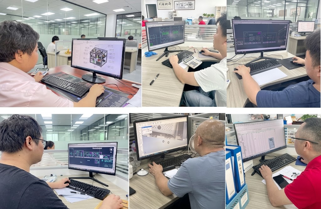 BEVIS engineers reviewing custom display drawings and CAD details